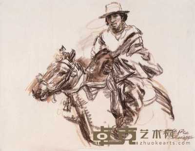 陈逸飞 2002年作 西藏的骑马青年 49×63cm